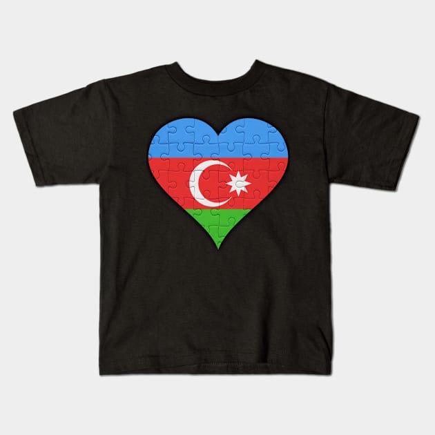 Azerbaijani Jigsaw Puzzle Heart Design - Gift for Azerbaijani With Azerbaijan Roots Kids T-Shirt by Country Flags